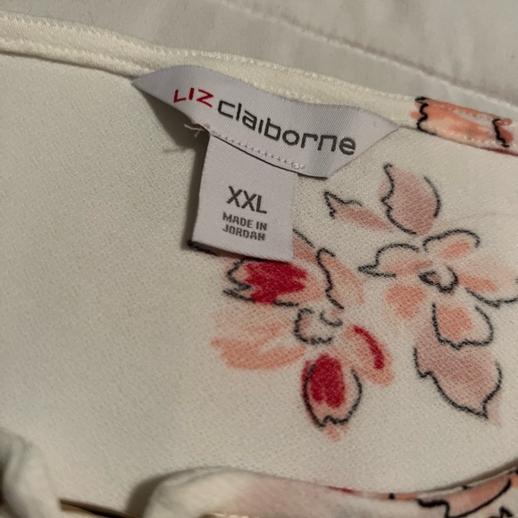 Liz Claiborne Key Hole Neck Elbow Sleeve Blouse w/ Light Floral Print - Picture 6 of 8